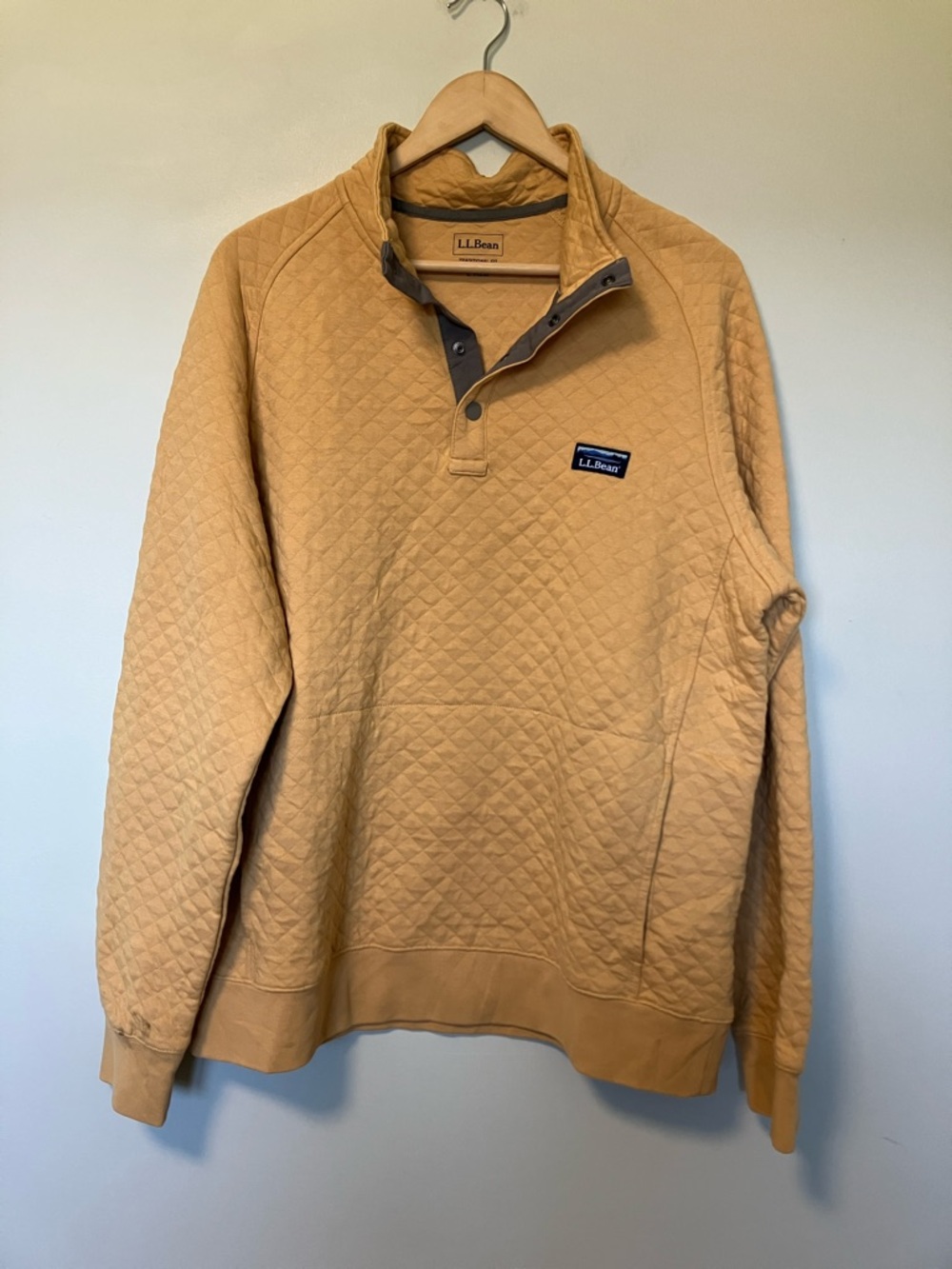 L.L. Bean Quilted Snap-Placket Pullover in Golden Tan - Picture 2 of 9